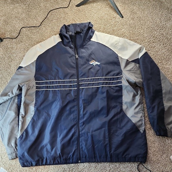 Vintage Denver Broncos‎ NFL Zip Up Windbreaker Jacket Light Weight Men's Size XL - Picture 1 of 6